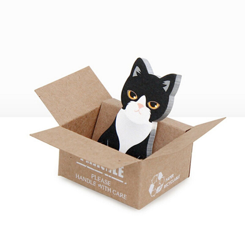 2020 Korean Stationery Cute 3D Cartoon Scrapbooking Cat Box Stickers Memo Pad Sticky Notes Kawaii Office School Supplies