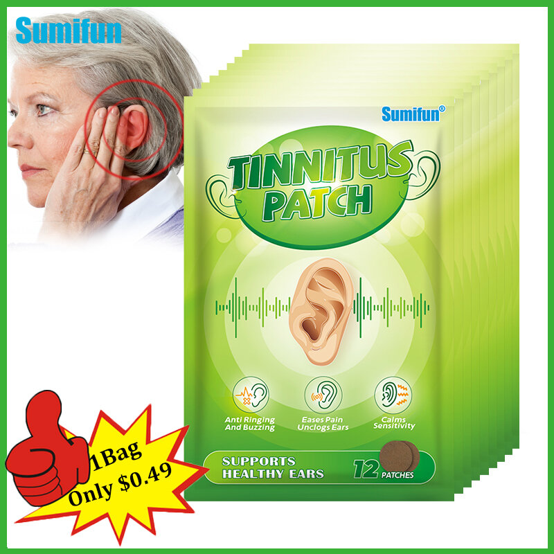 Sumifun-Parche de Tinnitus para prevenir la pérdida de audición, adhesivo para el tratamiento de la sordera, alivio del dolor de las orejas, yeso para el cuidado del masaje, 60-240 piezas