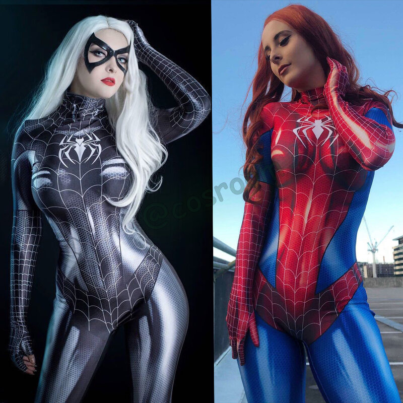 Disfraz de Spiderman para mujer, mono Sexy de traje de LICRA Zentai, superhéroe, Zentai, para fiesta de carnaval, Halloween