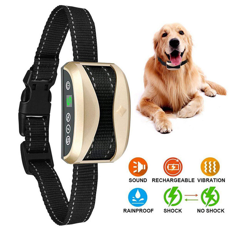 Dog Collar Anti Bark Control Collar Dog Training Accessories Waterproof Rechargeable Anti Barking For Dogs Training Collars
