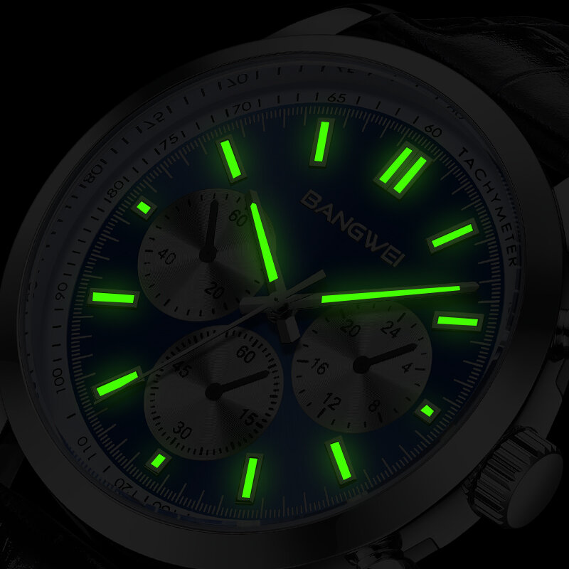 LIGE-Reloj deportivo de lujo para Hombre, cronógrafo de cuarzo, de cuero, estilo militar, resistente al agua + caja