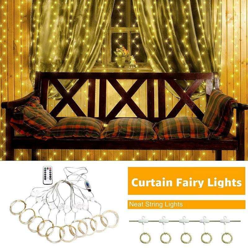 Tenda LED String Lights Garland Festival Decoration ricarica USB telecomando Holiday Wedding Fairy Lights per la casa della camera da letto