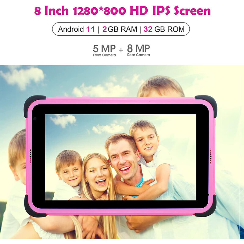 Cwowdefu Kinder Tablet 8'' IPS 1280*800 Android 11 WiFi 6 Quad Core 2GB 32GB Google Spielen kinder Tabletten PC mit Kinder App 4500mAh