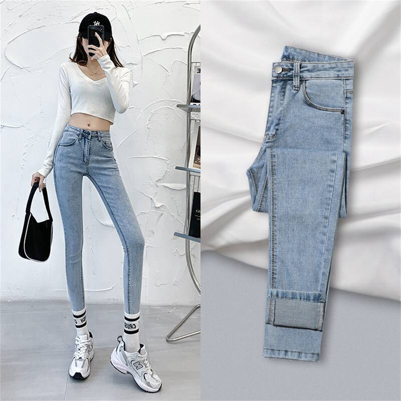 Узкие Женские джинсы-карандаш, брюки на пуговицах, винтажные женские узкие Стрейчевые джинсовые брюки с высокой талией, облегающие брюки, женские брюки 2023
