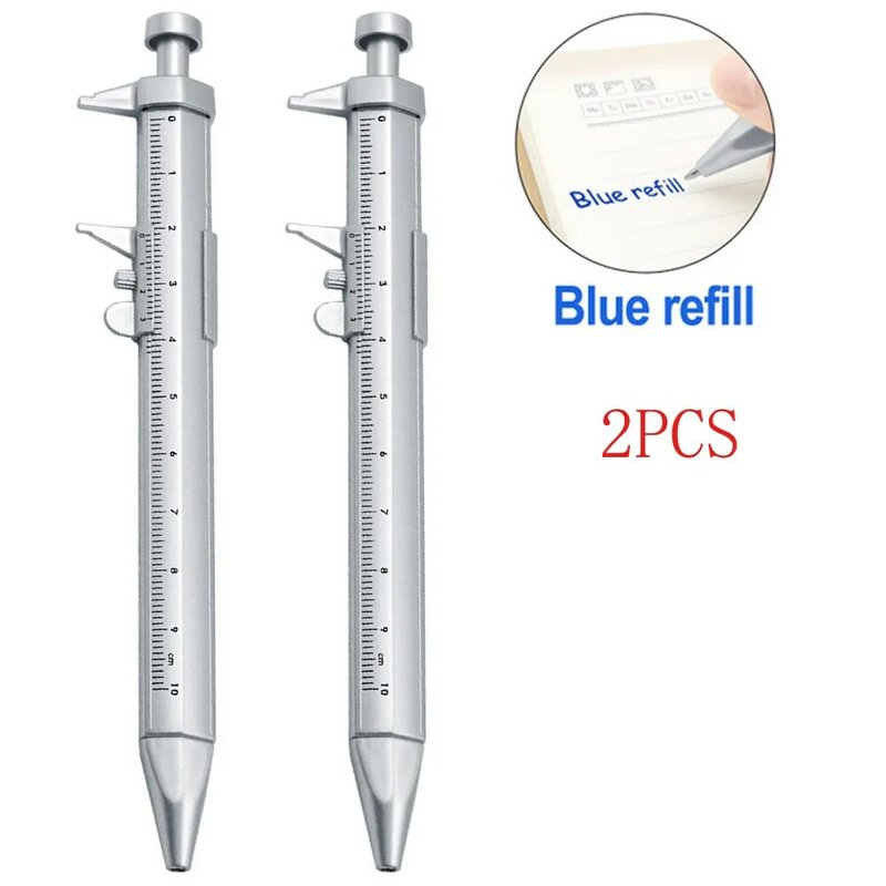 Multifungsi pena Vernier Caliper 0-100MM alat ukur ABS penggaris 1.0mm pena tinta Gel pulpen //// hitam/biru isi ulang