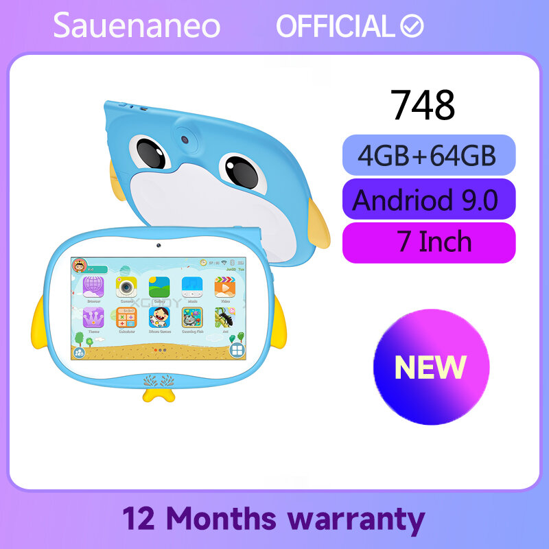 2024ใหม่ sauenaneo 7 "สำหรับเด็กแท็บเล็ตแอนดรอยด์9.0 4GB 64GB Quad Core WiFi Google Play สำหรับเด็กในภาษาฮิบรู4000mAh