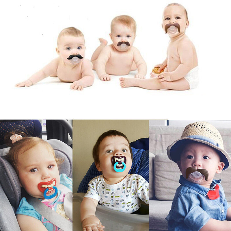 1pcs Silicone Funny Nipple Mustache Pacifier Baby Soother Toddler Orthodontic Nipples Red Kiss Lips Teether Baby Care