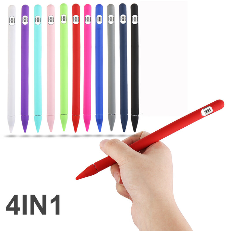 Funda de lápiz de silicona 4 en 1 para Apple Pencil 1. ª generación, Stylus inteligente, funda protectora, accesorios para Apple Pencil 1