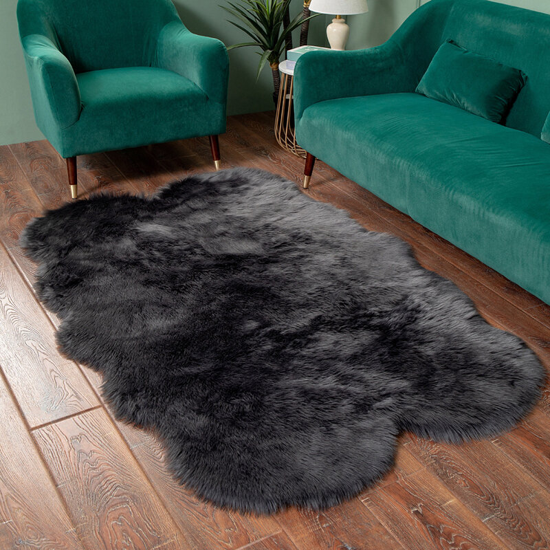Fluffy Carpet Faux Fur Sheepskin Rugs Luxurious Wool Area Mat For Kids Room Bedroom Bedside Living Room Office Home Decor Carpet