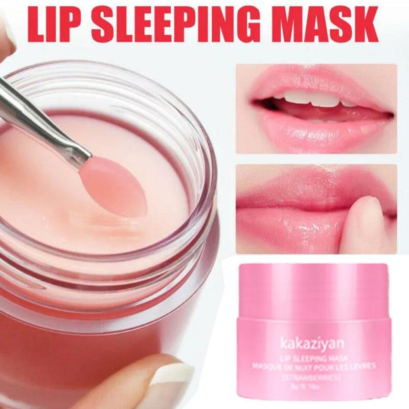 Heiß verkauft Erdbeer Lippen Schlaf maske feuchtigkeit spendend nähren Lippen balsam verblassen Lippen linien Lippen pflege Nachtschlaf hydratisiert