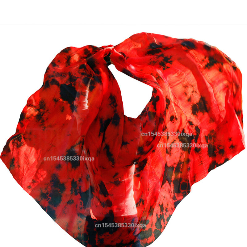 Шелковая Фата для танца живота, шарф-платок чистого Красного цвета, для тренировок и представлений