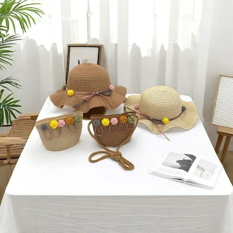 Girls Fisherman Hat Spring And Summer Coin Cross-body Bag Two-piece Set  A Must-have Item For Babies To Play On Vacation