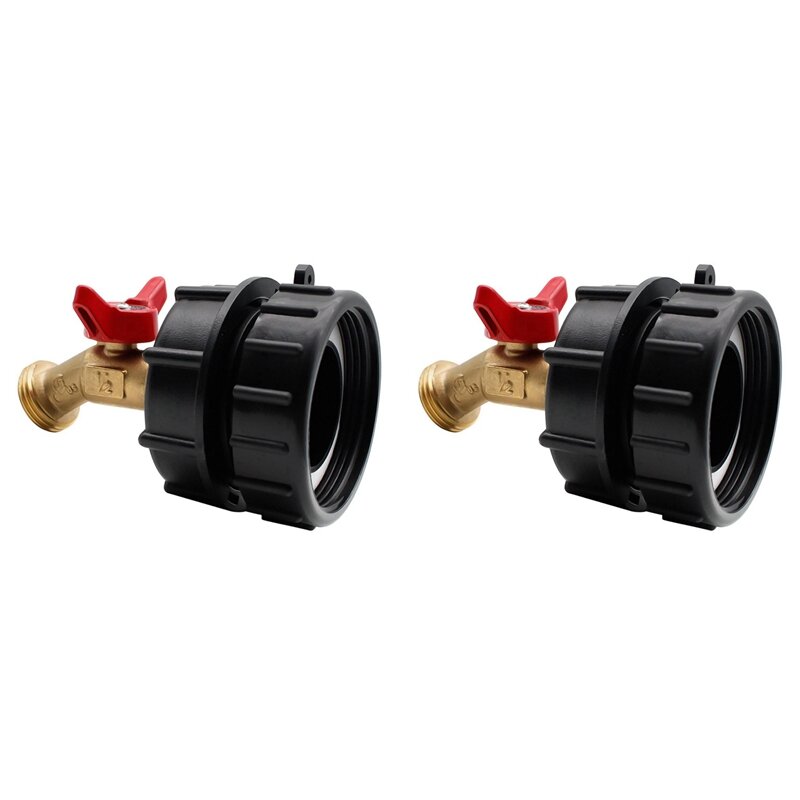 2X IBC Tote Fitting,275-330 Gallon IBC Tote Tank Adapter Fine Thread Tote Valve,Lead-Free Brass Hose Faucet Valve Tool