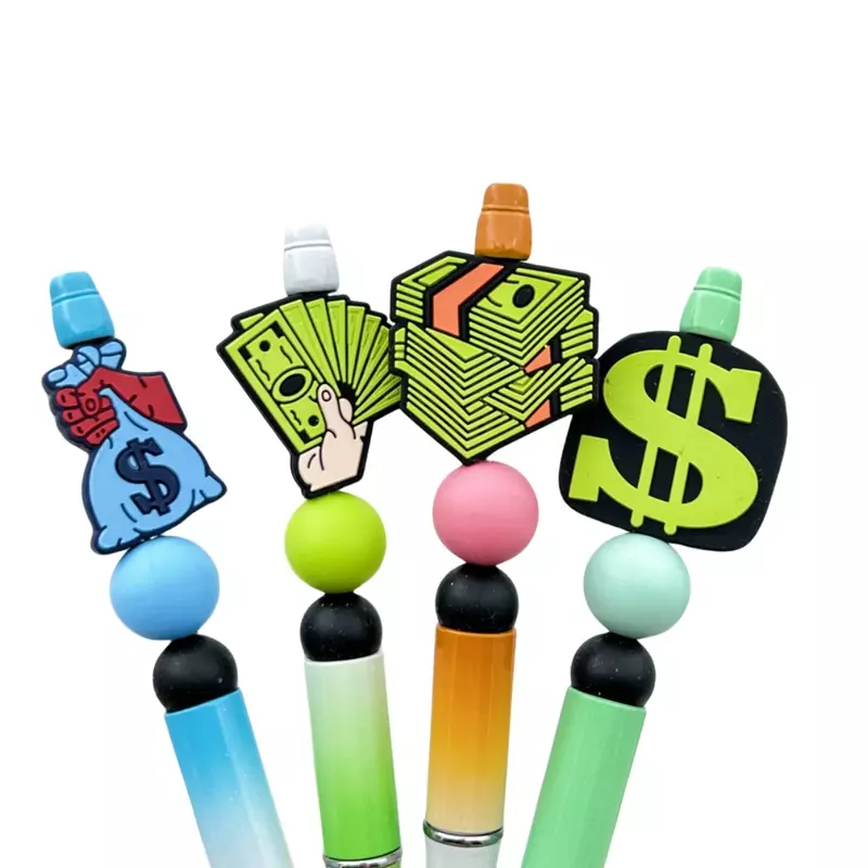 Dollar Money Silicone Bead para o Bebê, DIY String Pen, Mamilo Cadeias, Acessórios de Jóias, Teethe Contas Focal, 10 Pcs