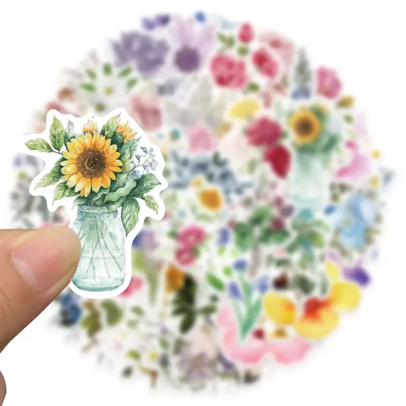 50 Stück schöne bunte Blumen blüht Memo Aufkleber für Laptop Auto Skateboard Helm Koffer Briefpapier Geschenk für Kinder