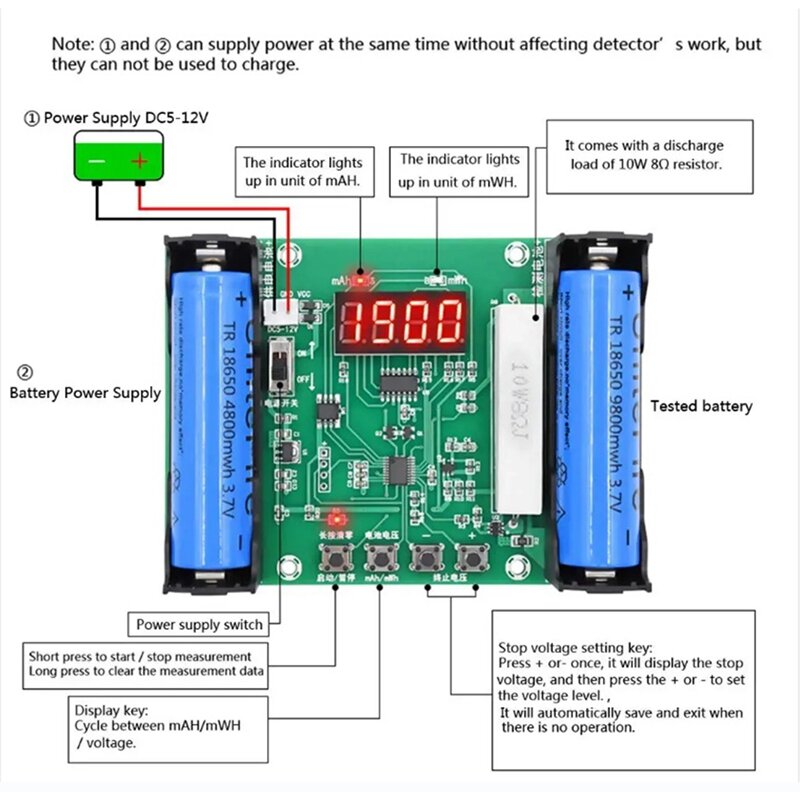 Xh-m240 18650 Lithium-Batterie kapazitäts tester modul mah/mwh echtes Kapazitäts tester werkzeug zubehör