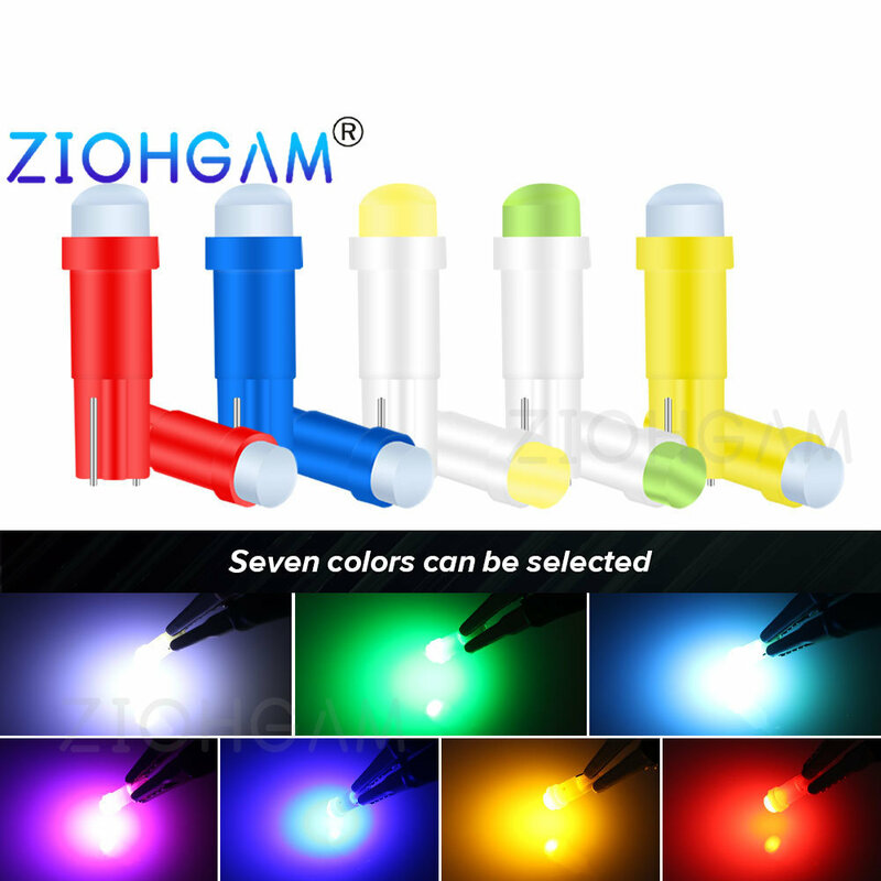 ZIOHGAM-bombilla Led para salpicadero de coche, 10 piezas, T5 COB, W3W, medidor de Panel de placa de mapa de instrumentos, Neo Wedge, indicador de advertencia, lámpara de señal