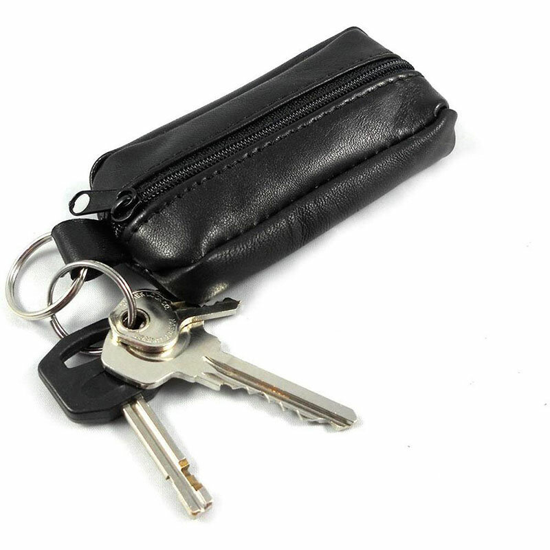 Men Key Case Leather Wallets Coin Purse Soft Zipper Bag Keychain Cover For Money Pocket Thin Wallets Ring Pouch Card Purse
