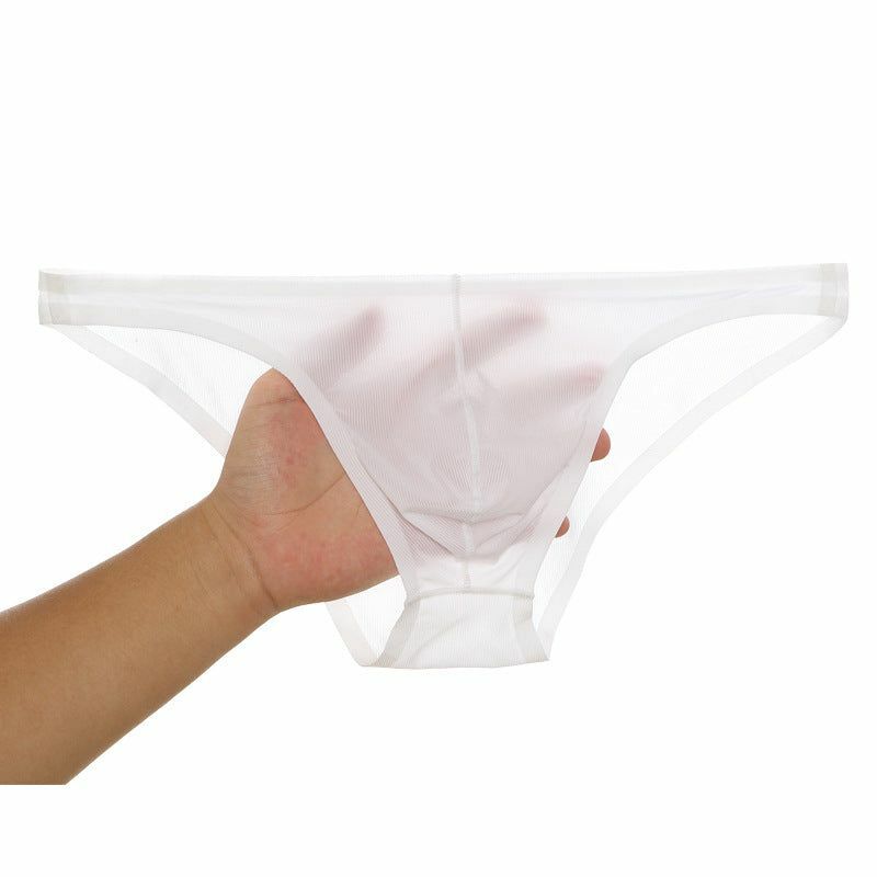 Lodowy jedwab bezszwowy ultracienki przezroczysty seksowne majtki męski bezszwowy pokrowiec na oddychające majtki bielizna Bikini Jockstrap