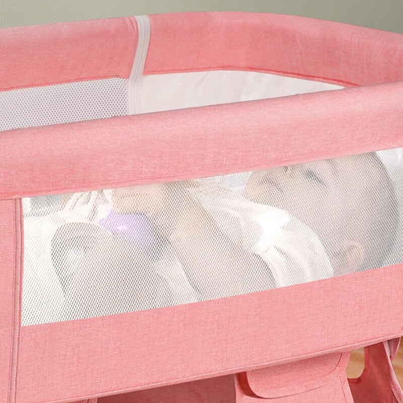 유아용 침대, 침대 옆 조절 가능, 유아용 휴대용, 신생아 필수품, 3 in 1, 핑크