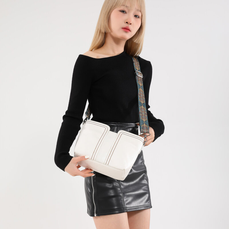 Borsa a mano in pelle da donna Vintage pochette alla moda borsa a tracolla con tracolla larga di design di lusso borsa a tracolla da donna Casual di marca