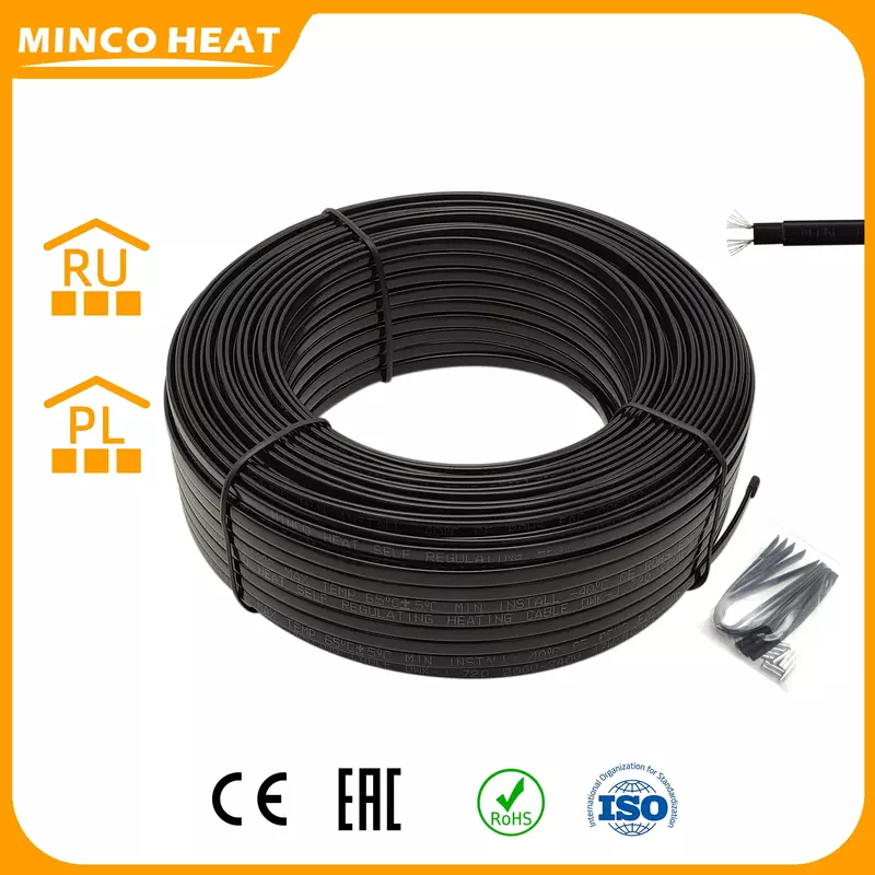 220V-240V Water-proof Self Regulating Heating Cable No Need Controllor 65C Prevent Pipe Freeze Heat Trace System