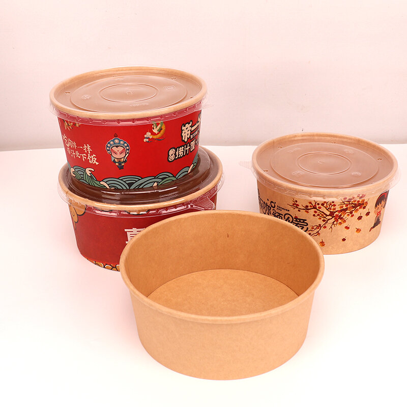 Индивидуальная продукция, индивидуальная упаковка для пищевых продуктов, индивидуальная печать, бумажная тарелка и миска с бумажной крышкой