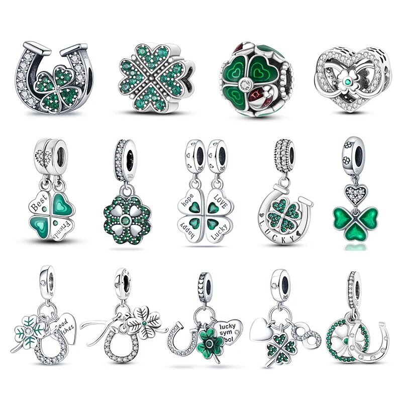 Fashion Lucky Four Leaf Clover Series 925 Sterling Silver Pendant Beads Suitable for Pandora 925 Original Bracelet DIY Jewelry
