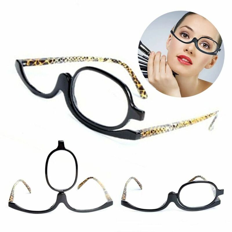 Óculos de ampliação para mulheres, óculos cosméticos, óculos dobráveis, óculos rotativos de maquiagem e leitura, dioptra, + 1.00-+ 4.0