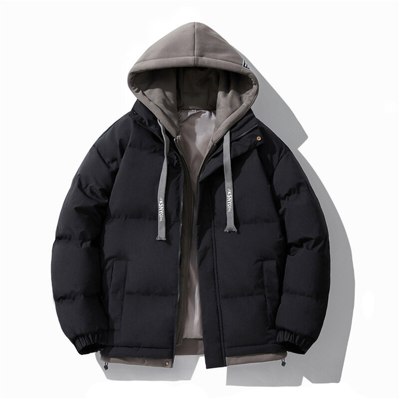 남성용 패딩 재킷, 두꺼운 재킷 코트, 캐주얼 단색 후드 파카, 남성 스탠드 칼라 재킷, 겉옷, 겨울 패션
