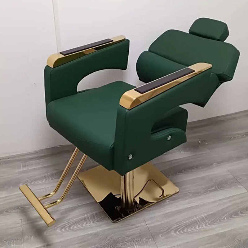 Cadeira de couro reclinável para barbearia Cadeira giratória para cabeleireiro Móveis de luxo para salão