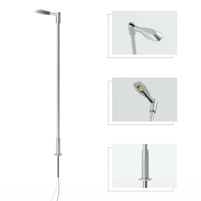 Evemodel-farola LED de Metal y plata, lámpara con resistencias para 12V LD12HOWMSi, color blanco cálido, escala 1:87, 10 piezas HO