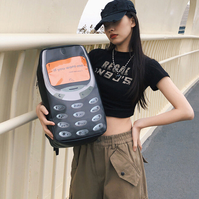 FEMALEE Unisex Creative Funny Shoulder Bag Mobile Phone Shaped Backpack Fashion Personality Designer Large Women Man Rucksack