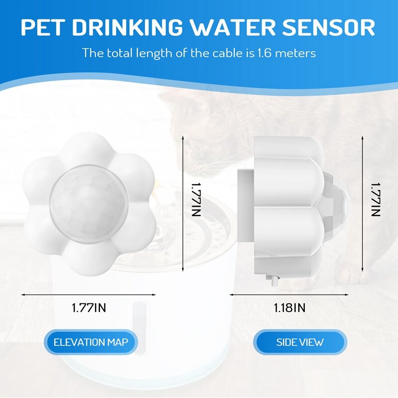 Sensor de movimiento inteligente para gatos y perros, dispensador de fuente de agua, infrarrojo, USB, Detector Universal de accesorios para mascotas