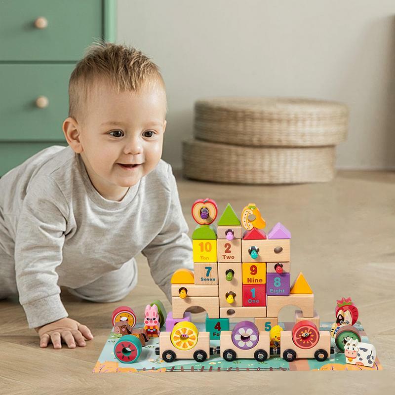 Набор строительных блоков, забавная форма, подходящая деревянная сборка, игрушка-пазл, развивающая игрушка, мультяшная милая деталь