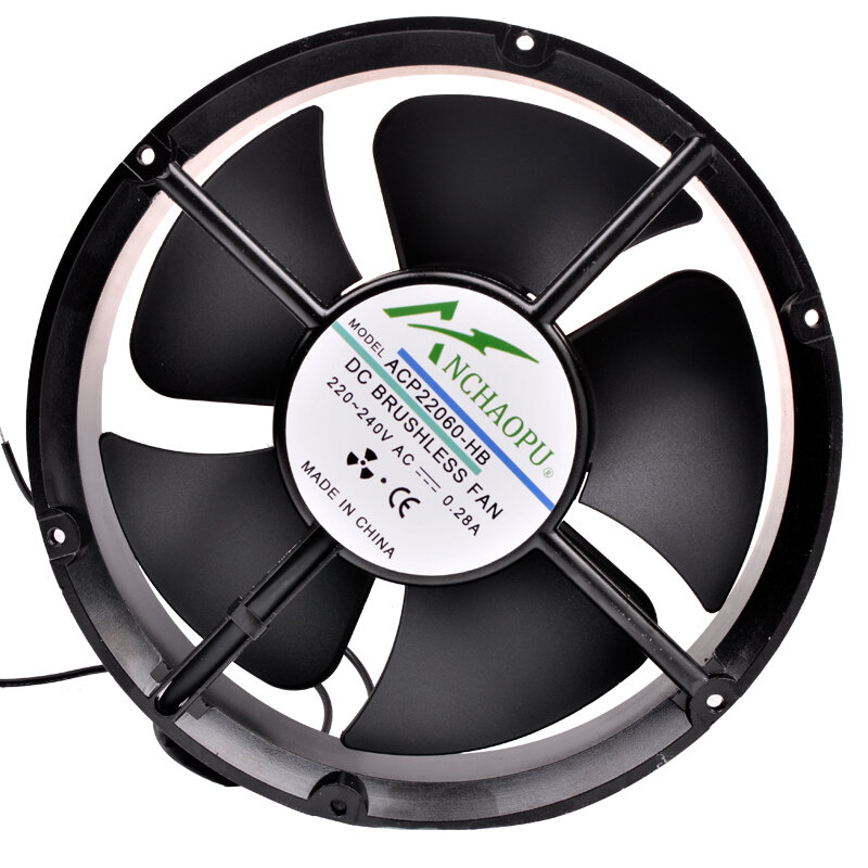 Ventilador de flujo axial de rodamiento redondo para armario, dispositivo de refrigeración de CA, 22cm, 220x220x60mm, 220V, 240V, ACP22060-HB