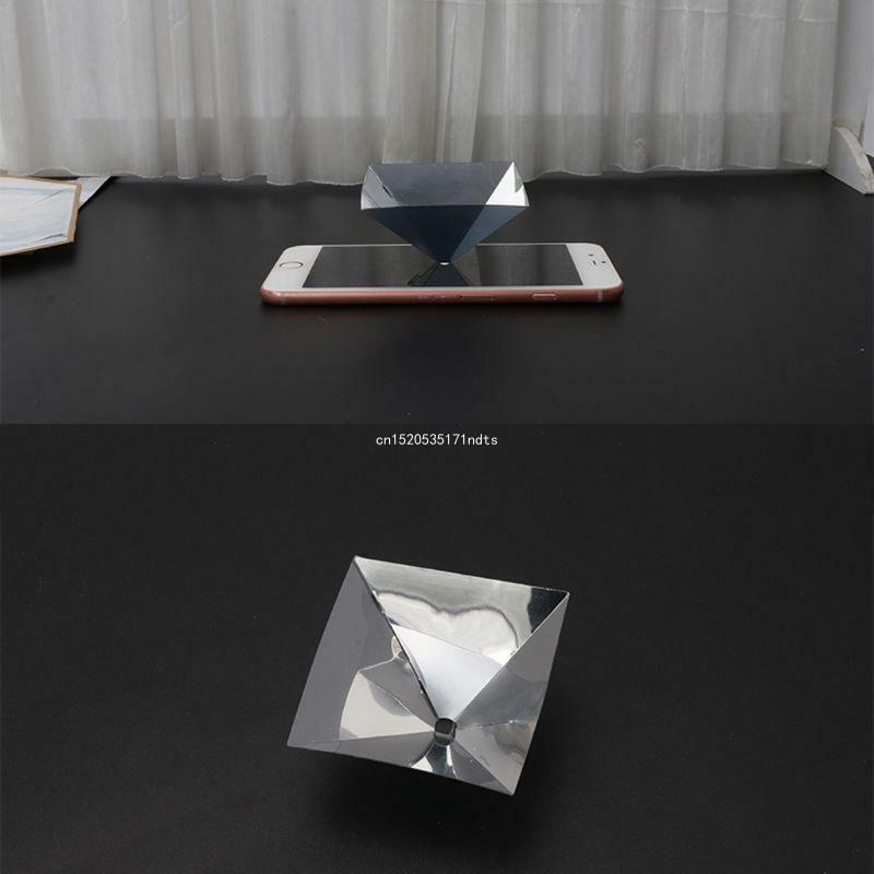 Proyector pantalla piramidal con holograma 3D, Universal, para teléfono inteligente, pantalla 360 ​​grados, soporte