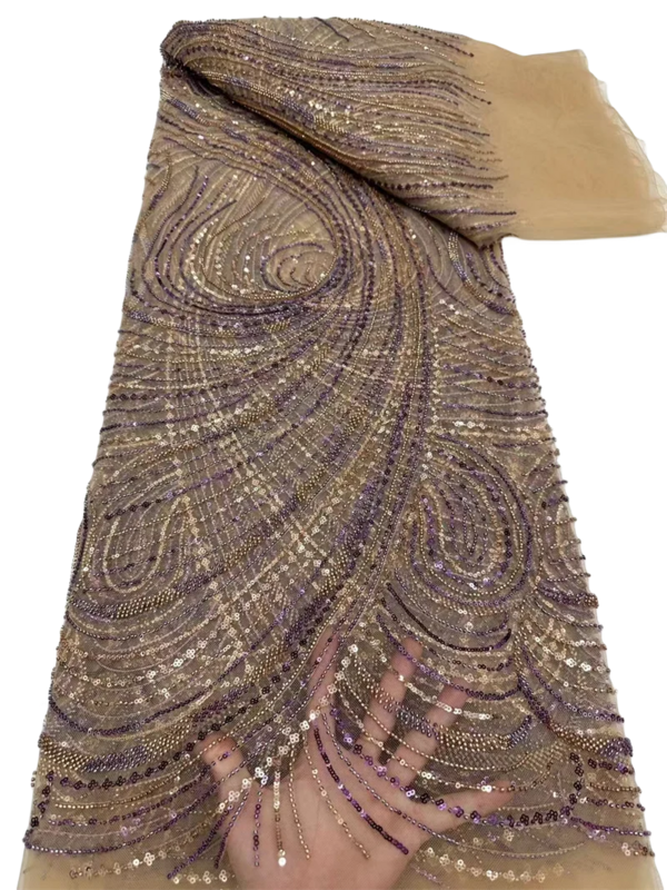 Tul nigeriano africano, lentejuelas, cuentas, vestidos de graduación de piedra, tela de encaje nigeriano, alta calidad, bordado, costura, 5 yardas, 2024