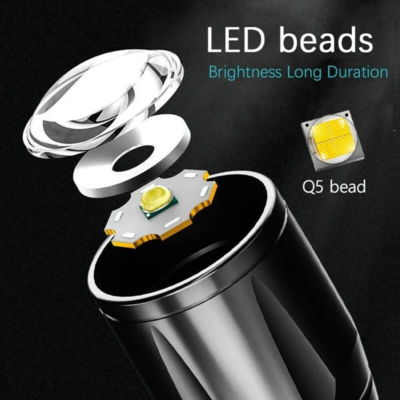 Mini lanterna led recarregável portátil, luz lateral forte, longo alcance, lanterna tática com clipe de caneta, ao ar livre
