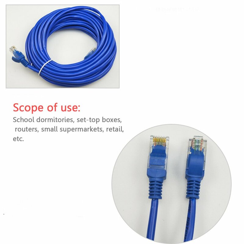 Fast Delivery 100FT 5M/10M/15M/20M  CAT5 CAT5E Ethernet Internet RJ45 LAN Cable Cord Wire Male Connector Reticle Rj45 Cable