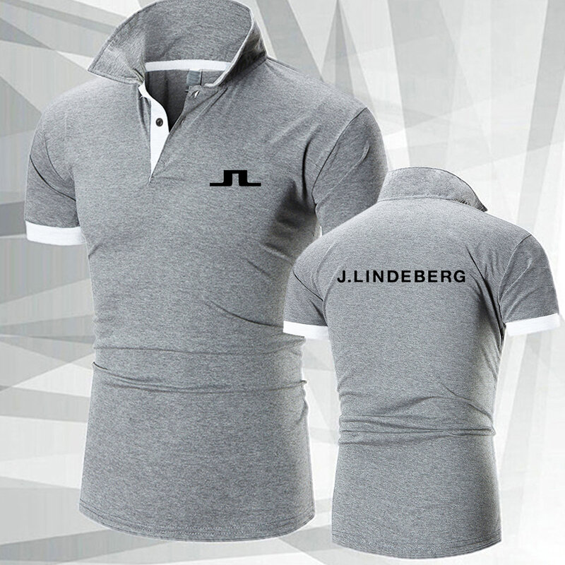 Polo de golf à manches courtes pour hommes, chemise de sport en tricot, t-shirt respirant J Lindeberg, maillot d'extérieur, vêtements d'affaires