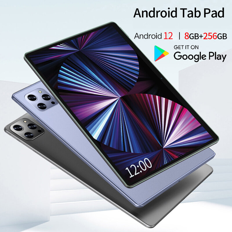 Tablet panggilan telepon 4G/5G, PC Tablet Android 12 10.1 inci RAM 8GB ROM 256GB MTK6762 Octa Core 3G WiFi