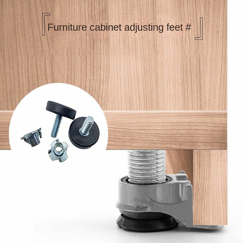 Screw-in Furniture Levelers Adjustable Hardware Leveling Table Furniture Accessory with T-Nuts Furniture Legs Home Improvement