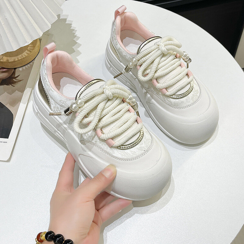 Comemore Big Head High Quality Shoes Women 2024 Spring New Thick Bottom Casual Ladies Lightweight Shoe Female Platform Sneakers