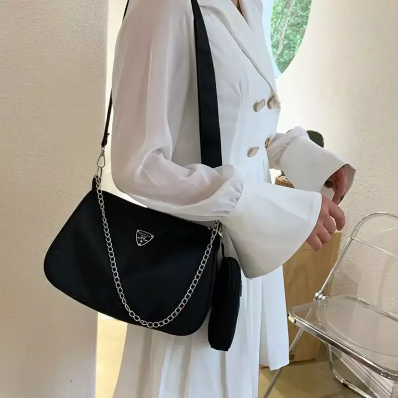 Tweedelig Pakket Mode Tas Met Vierkante Kleine Tassen Damesmode Handtassen Retro Messenger Bag Halve Ketting Crossbody Tas
