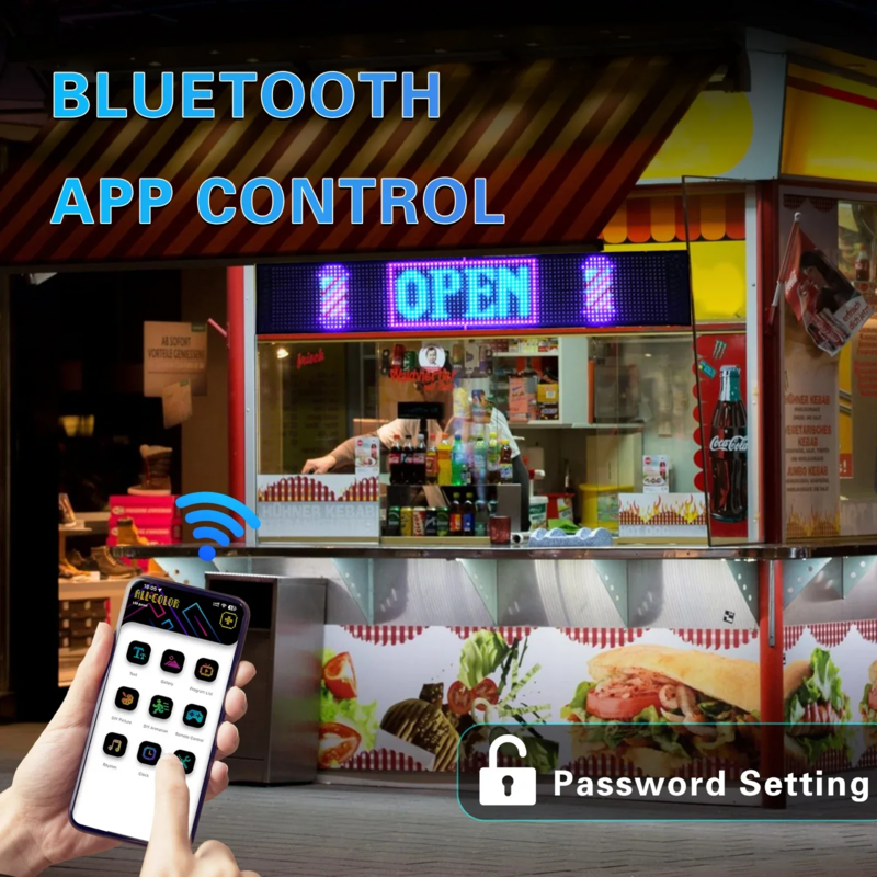 Papan Display teks geser grafiti mobil, Panel piksel LED Bluetooth kontrol aplikasi DIY RGB pencahayaan