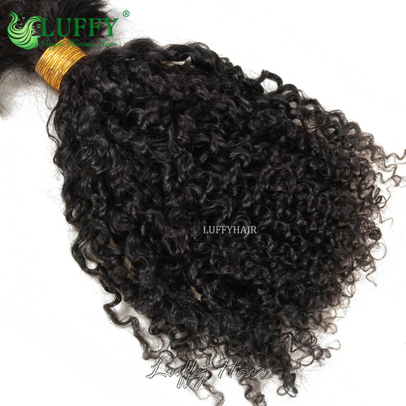 Bulk Human Hair For Braiding Tight Curly Remy Indian Hair 12-30 Inches No Weft Double Drawn Hair Extension Boho Braids For Women
