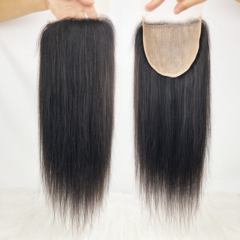 Человеческие волосы на шнуровке с шелковым верхом 5 Х5 дюймов, бразильские волосы без повреждений, силиконовая основа для волос с предварительно выщипанными детскими волосами для женщин