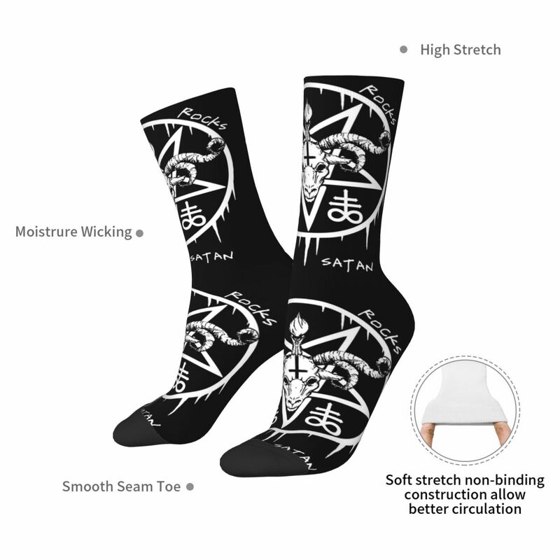 Hail Satan - Satan Rocks Socks Harajuku Sweat Absorbing Stockings All Season Long Socks Accessories for Man's Woman's Gifts