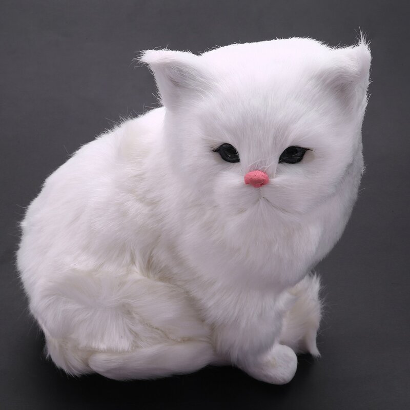 ตุ๊กตาแมวเปอร์เซียสีขาวของเล่นตุ๊กตาแมวยัดนุ่นน่ารักเหมือนจริงของตกแต่งโต๊ะเด็กหญิงเด็กชายเด็ก